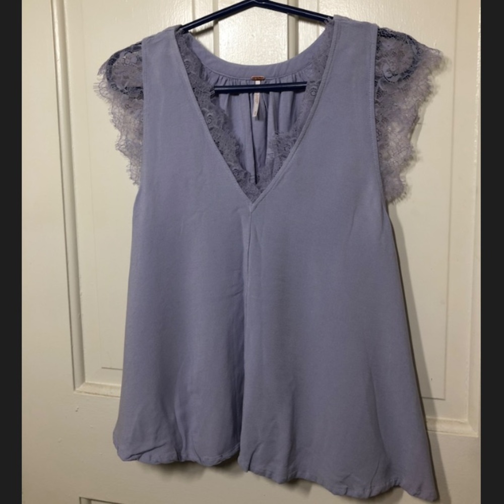 Free People Blouse, Periwinkle and lace, women’s M